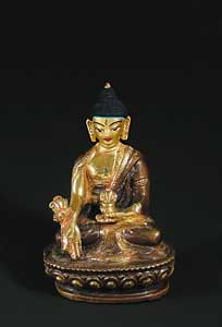 MEDIZIN-BUDDHA, teilvergoldet, 8 cm